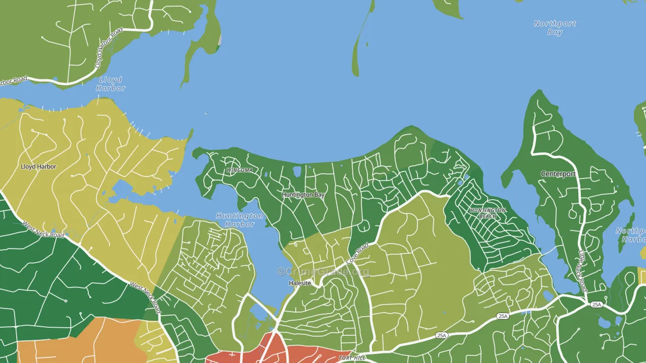 Huntington Bay, NY Map of Assault Rates