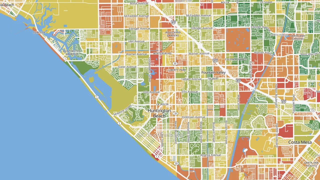 Huntington Beach, CA Map of Assault Rates