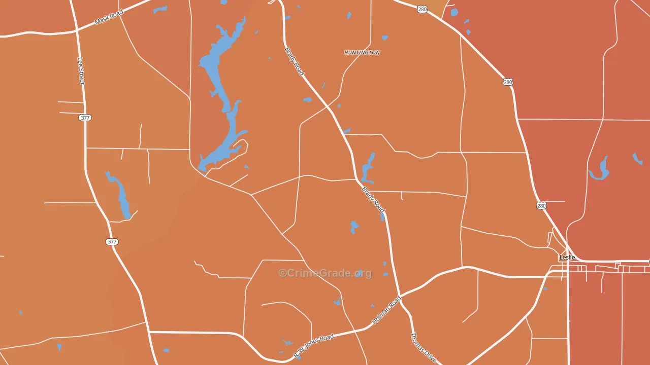 Huntington, GA Map of Assault Rates