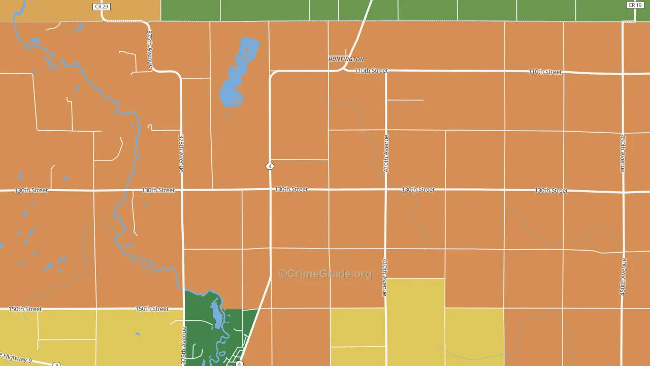 Huntington, IA Map of Assault Rates