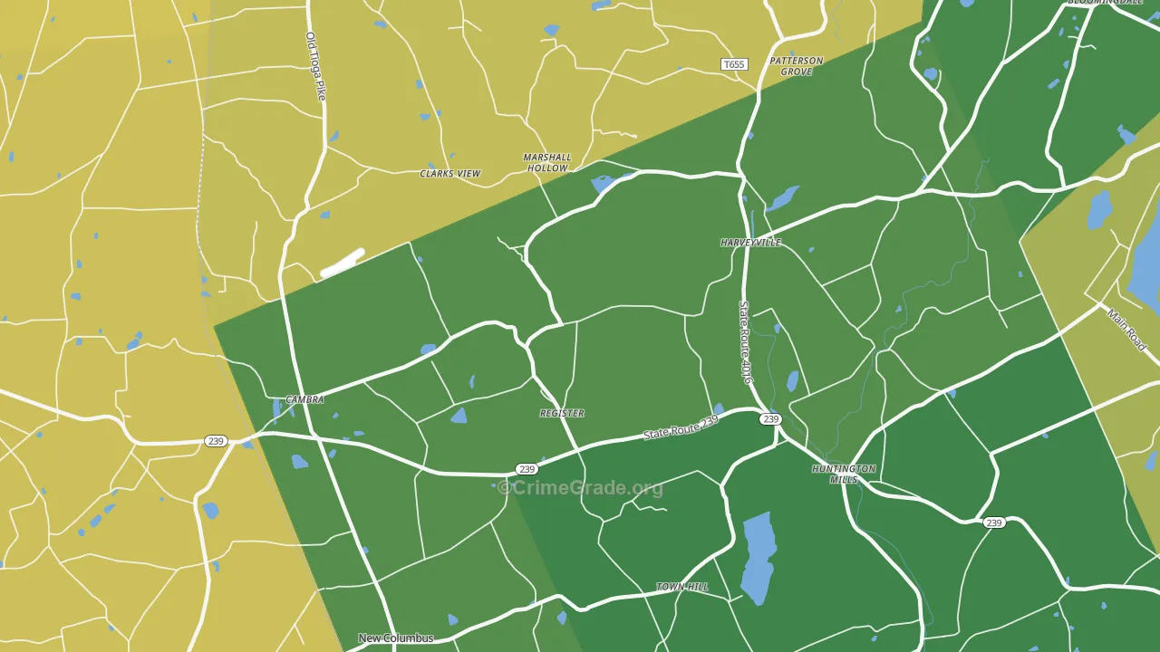 Huntington Mills, PA Map of Assault Rates