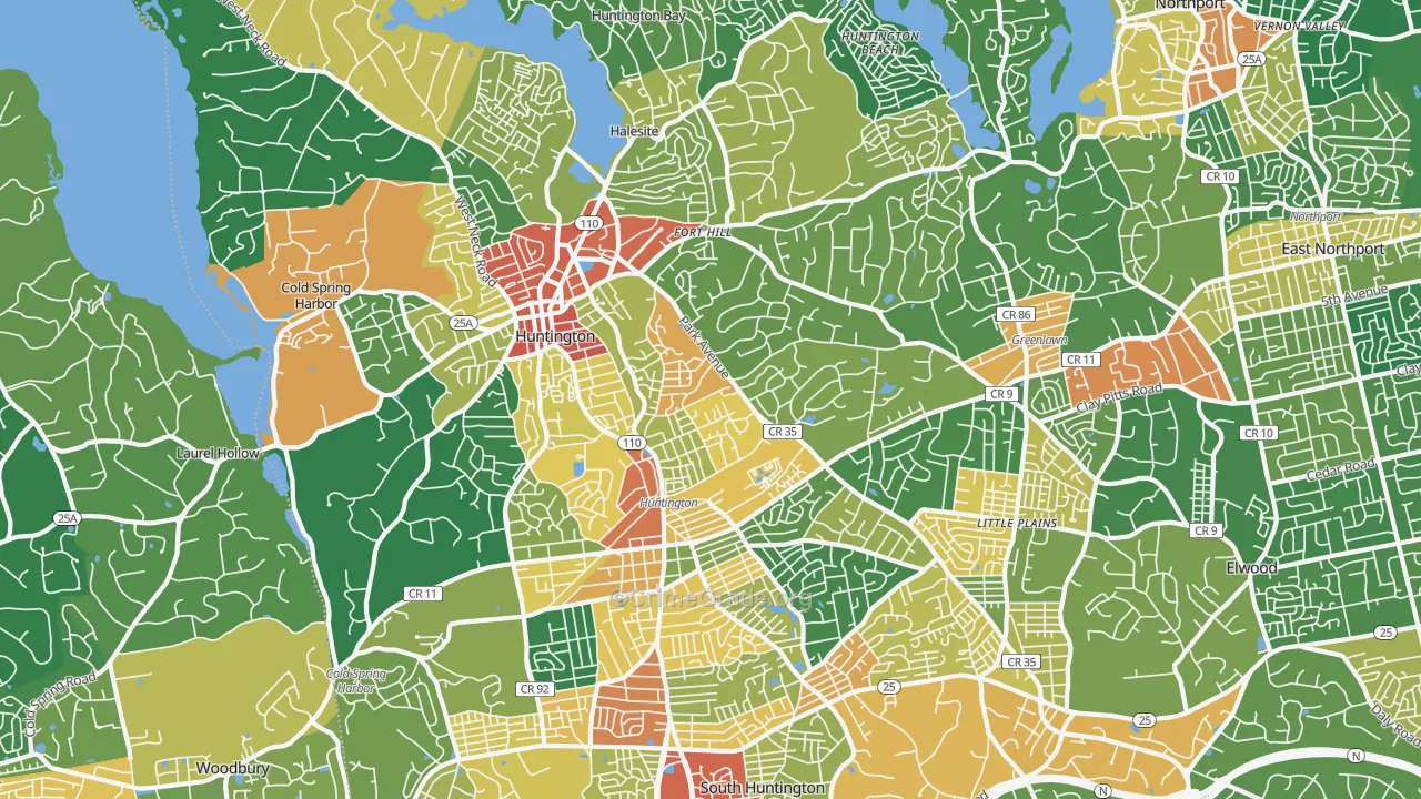 Huntington, NY Map of Assault Rates