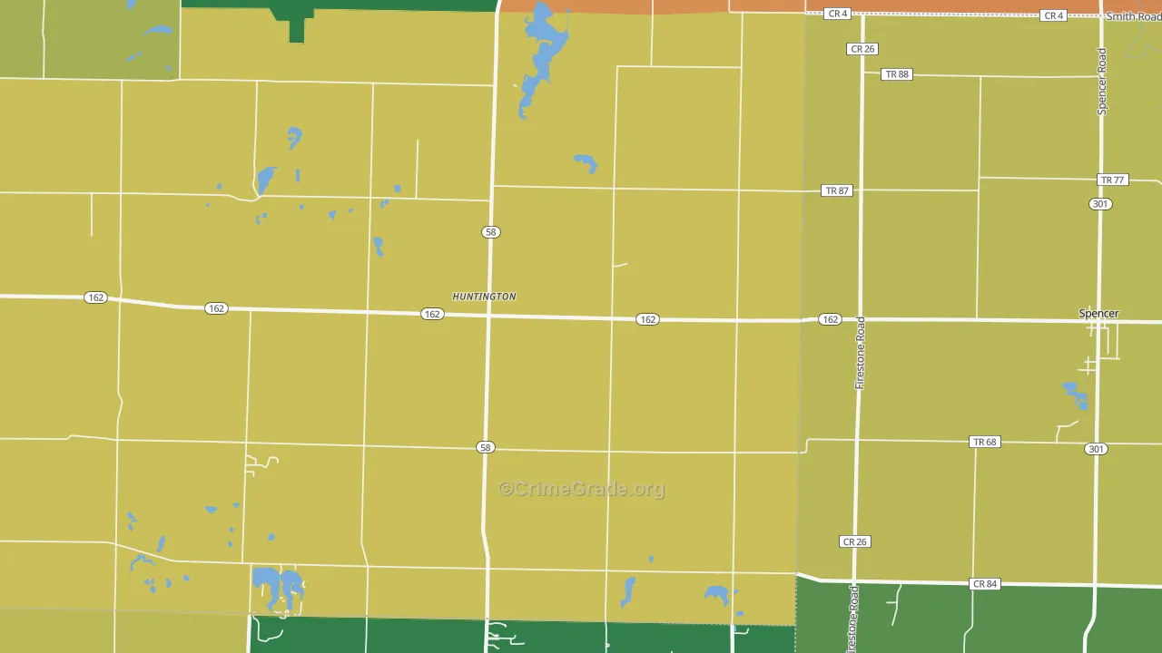 Huntington, OH Map of Assault Rates