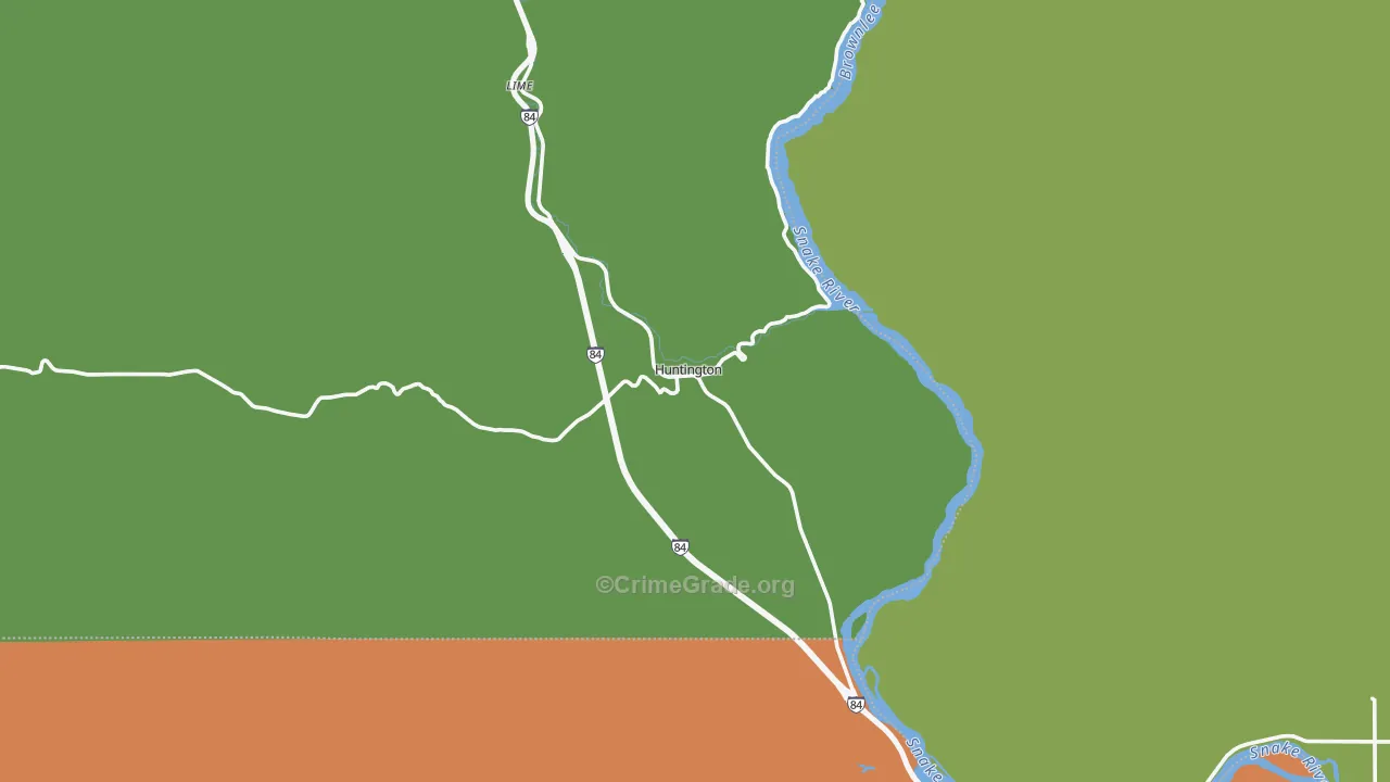 Huntington, OR Map of Assault Rates