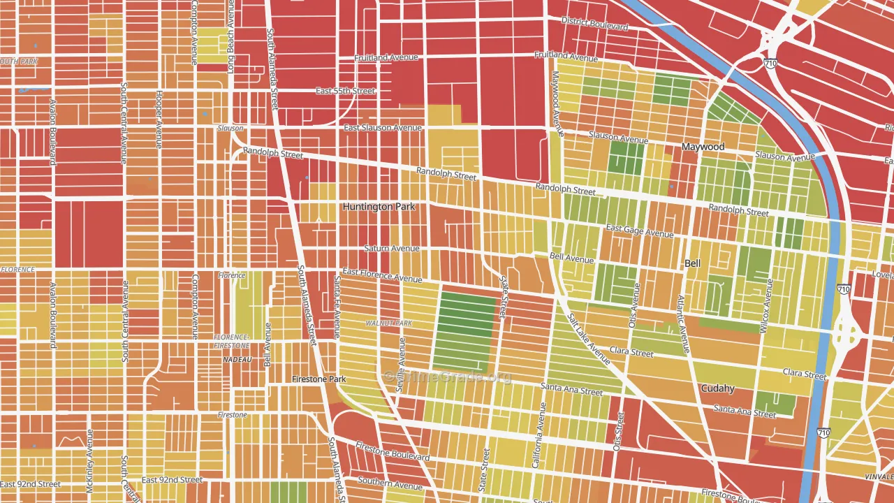 Huntington Park, CA Map of Assault Rates