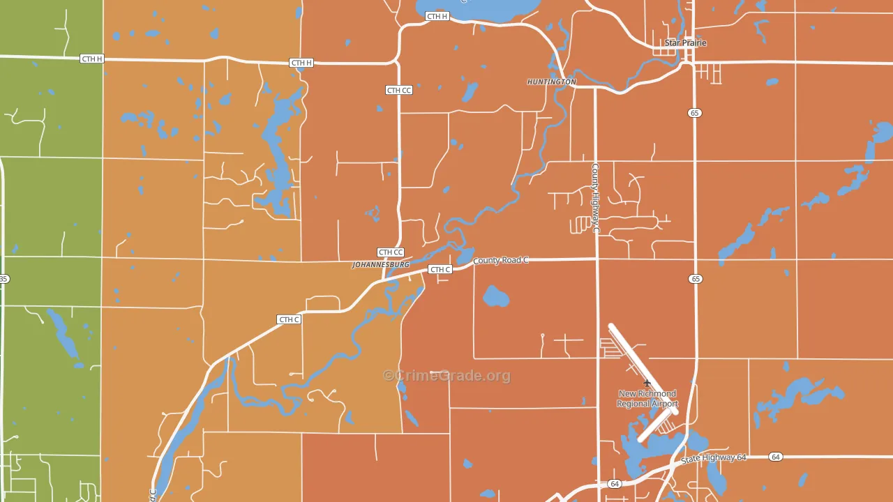 Huntington, WI Map of Assault Rates