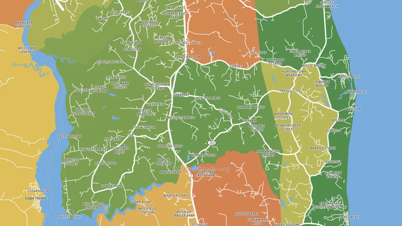 Huntingtown, MD Map of Assault Rates