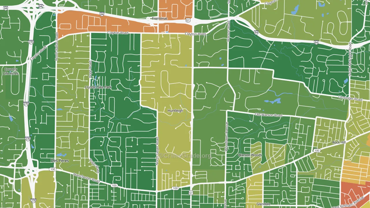 Huntleigh, MO Map of Assault Rates