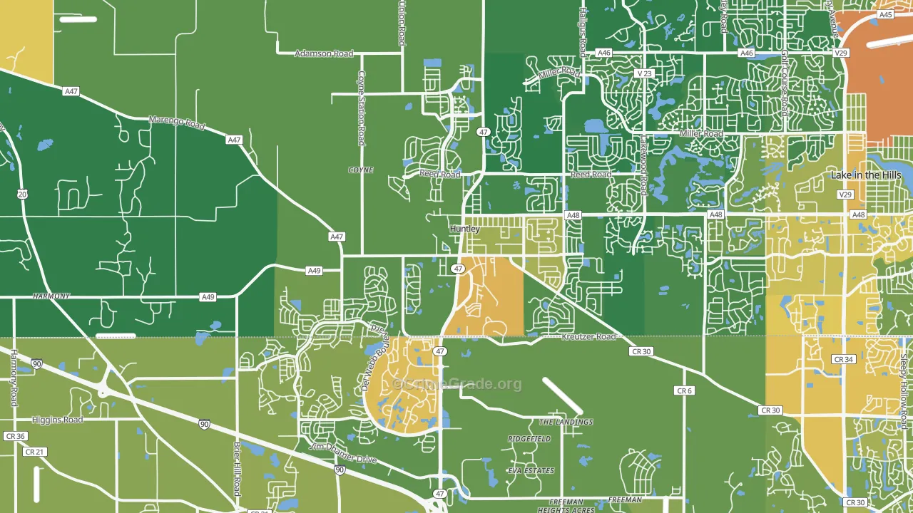 Huntley, IL Map of Assault Rates