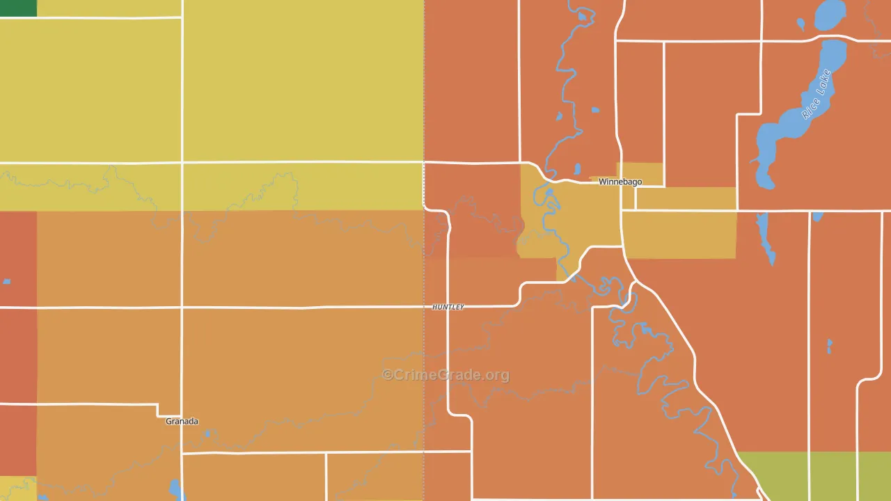 Huntley, MN Map of Assault Rates
