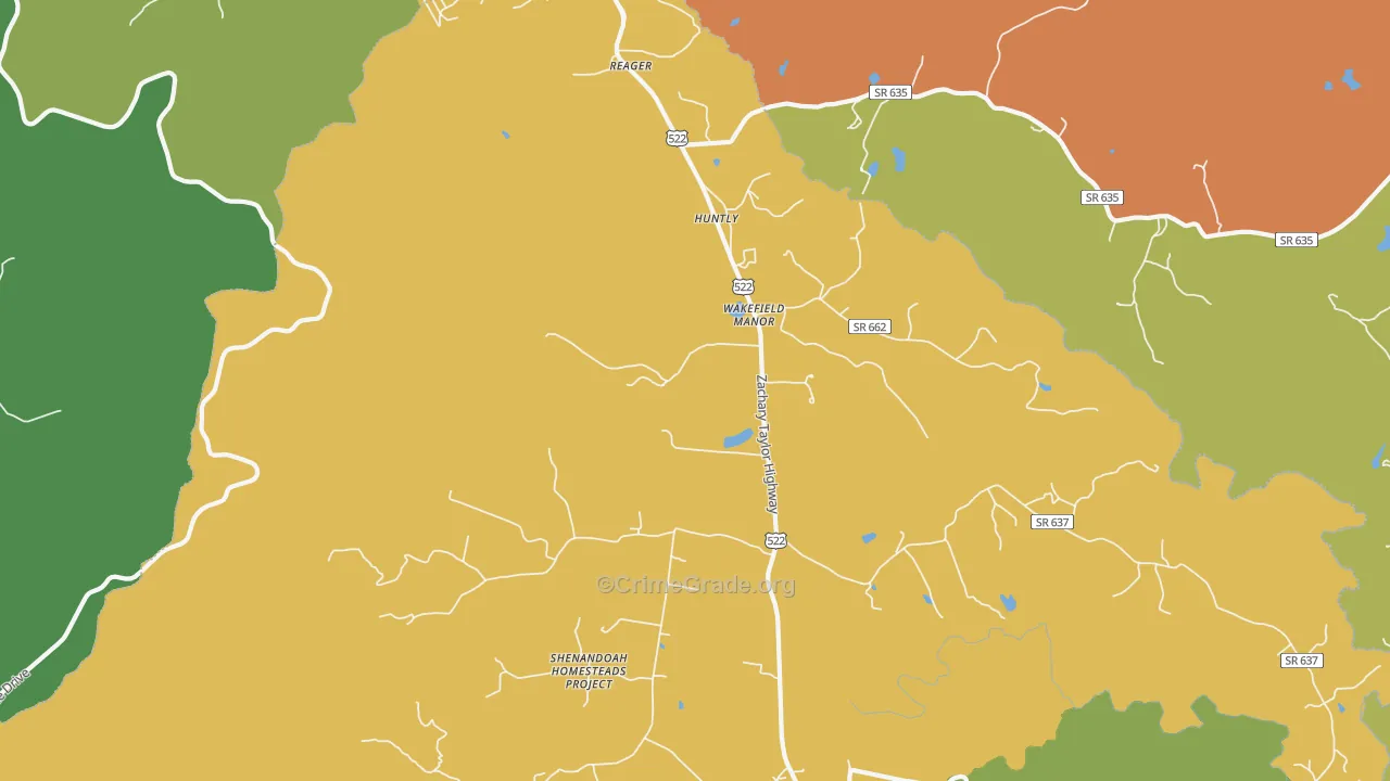 Huntly, VA Map of Assault Rates