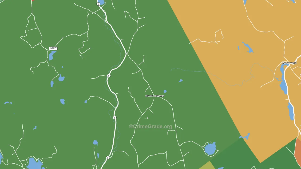 Hunts Corner, ME Map of Assault Rates