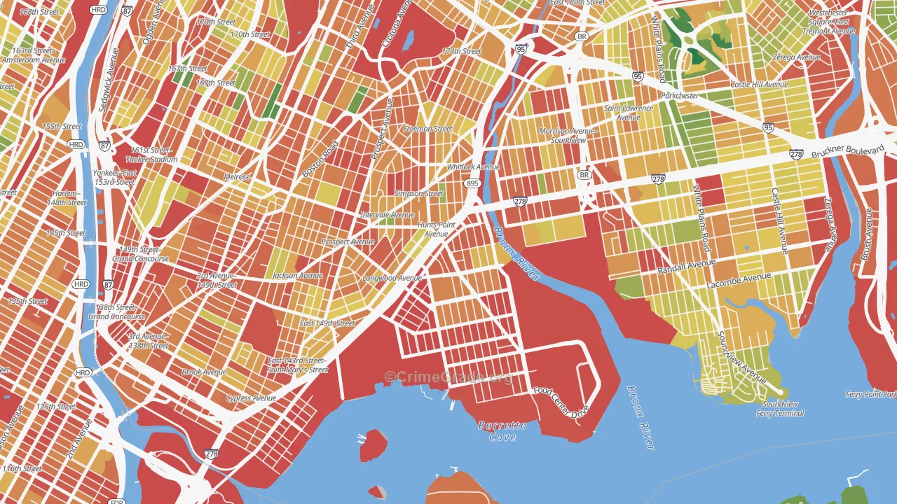 Hunts Point, Bronx, NY Map of Assault Rates