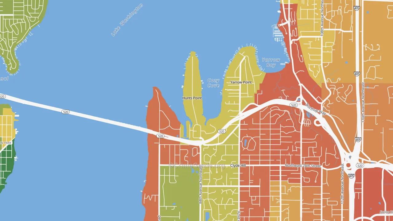 Hunts Point, WA Map of Assault Rates