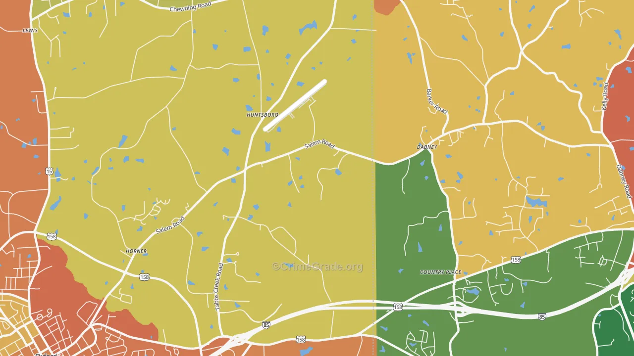 Huntsboro, NC Map of Assault Rates
