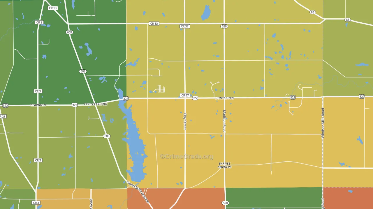 Huntsburg, OH Map of Assault Rates