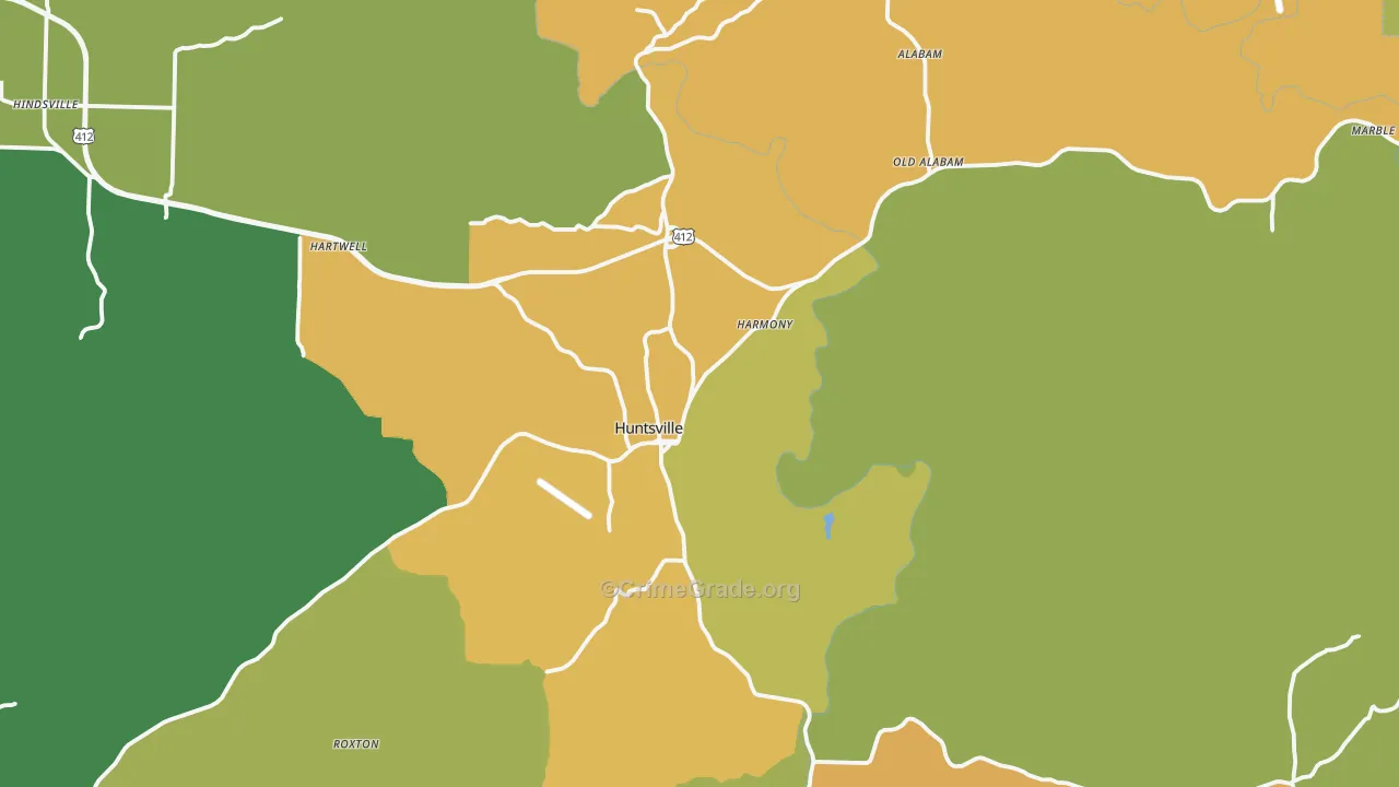 Huntsville, AR Map of Assault Rates