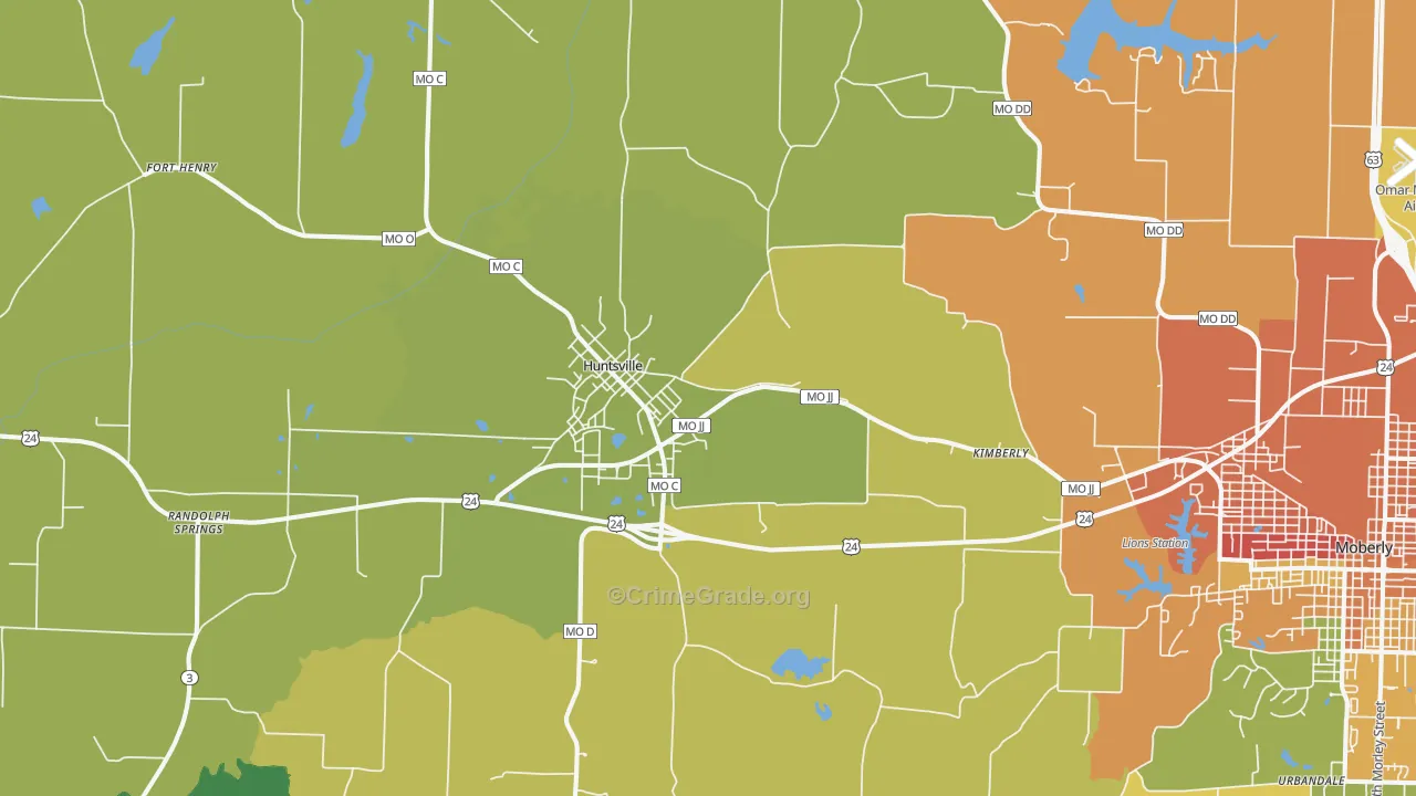 Huntsville, MO Map of Assault Rates