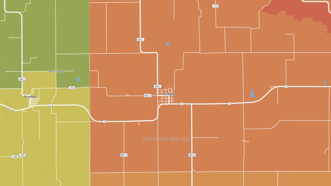Hurdland, MO Map of Assault Rates