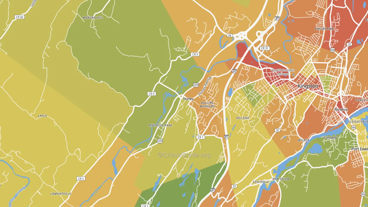 Hurley, NY Map of Assault Rates