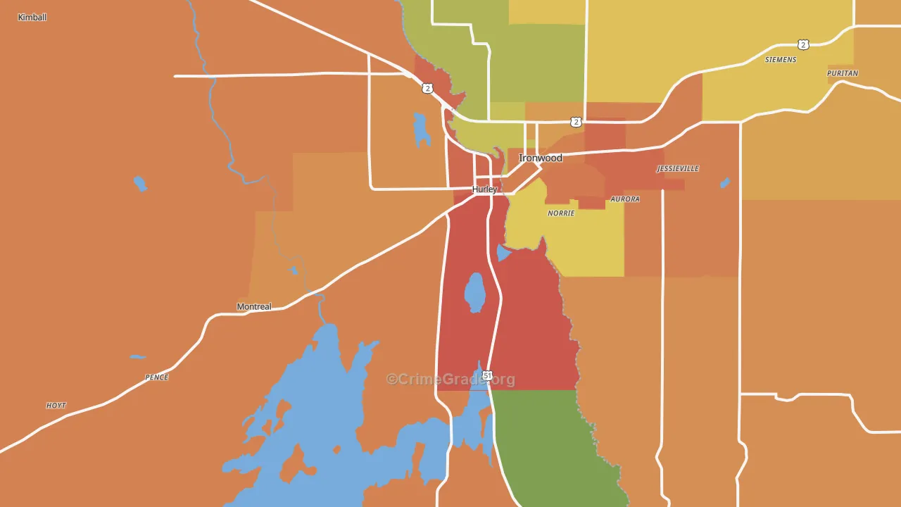 Hurley, WI Map of Assault Rates