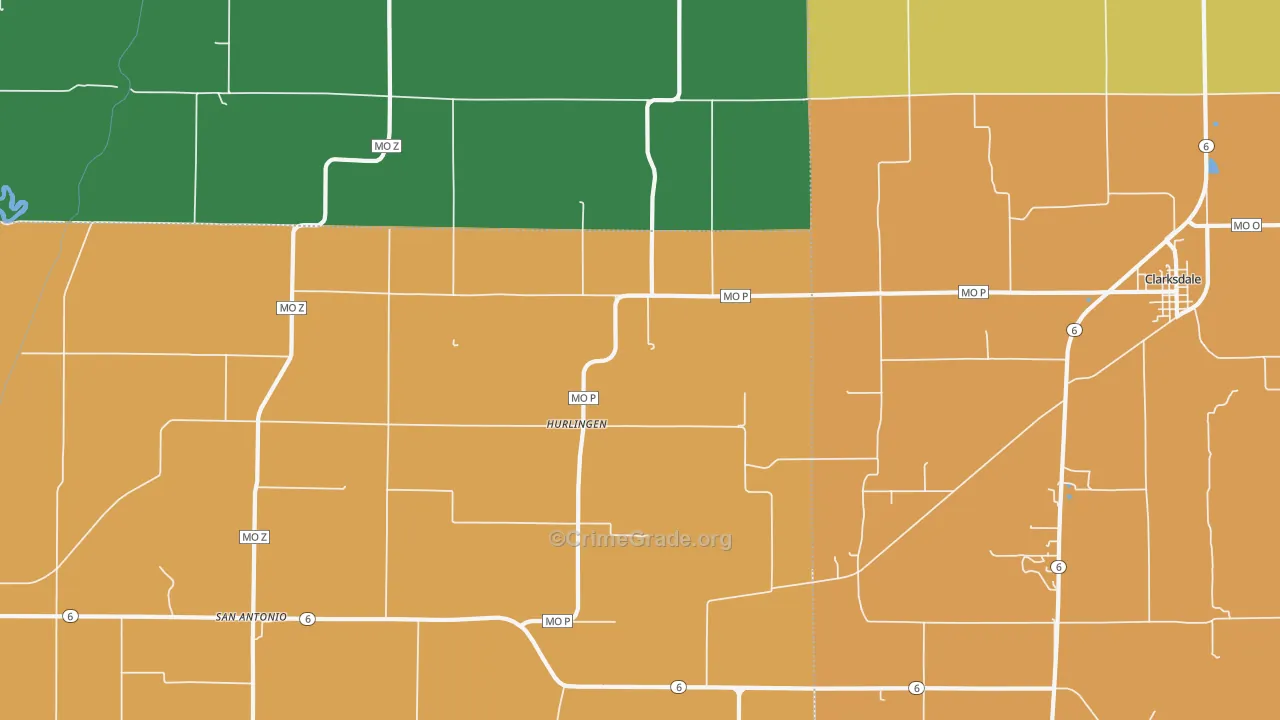 Hurlingen, MO Map of Assault Rates