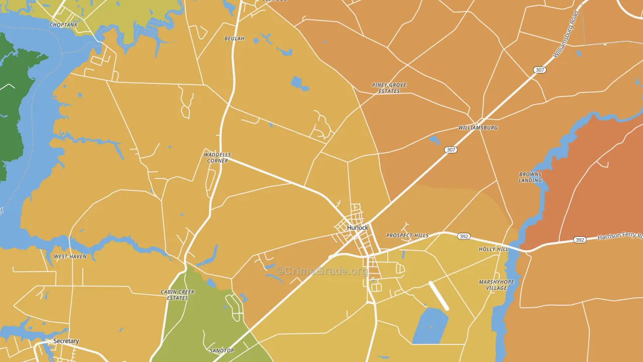 Hurlock, MD Map of Assault Rates