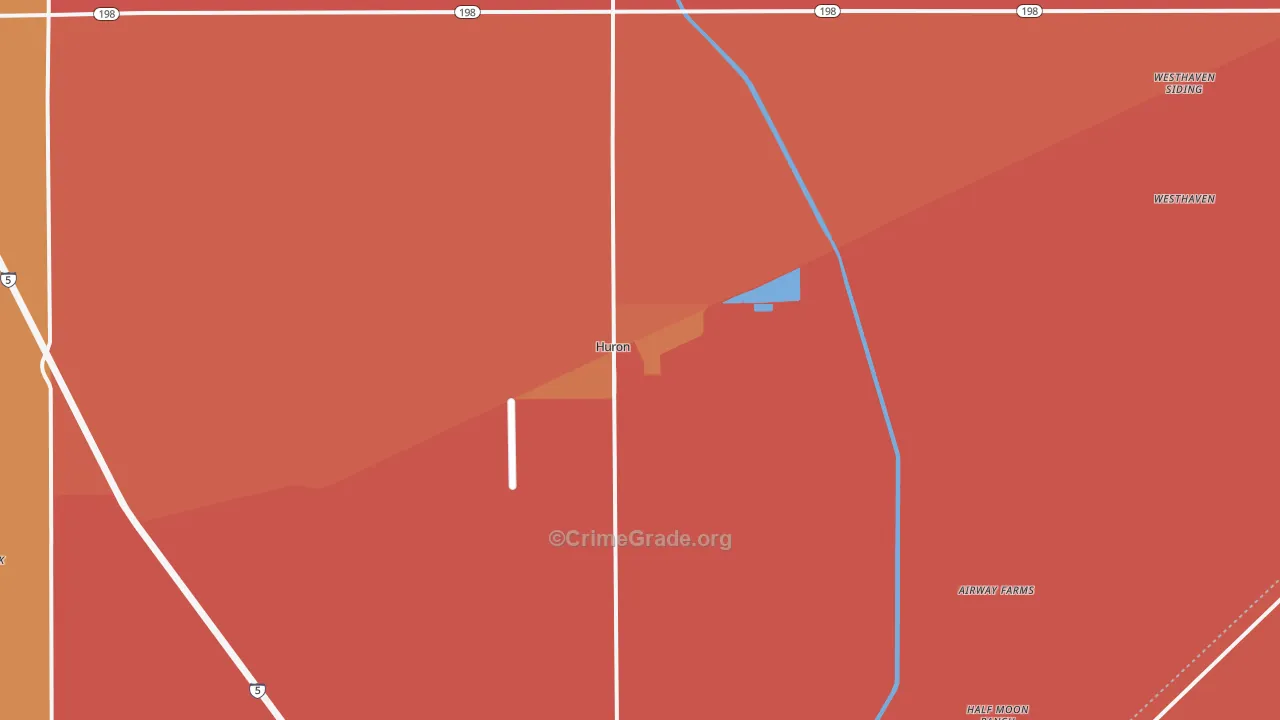 Huron, CA Map of Assault Rates