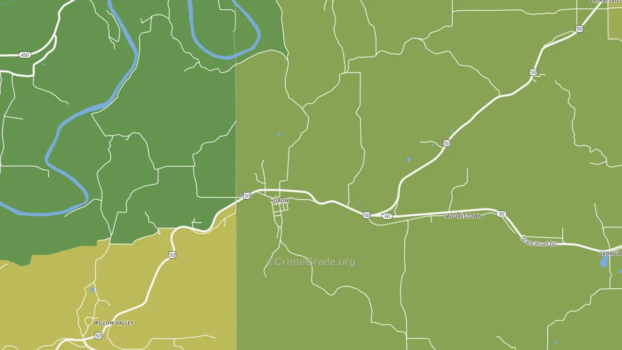 Huron, IN Map of Assault Rates