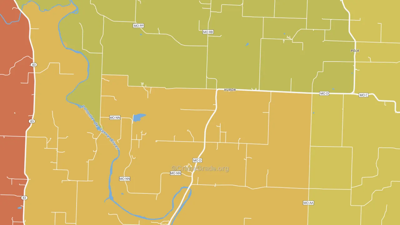 Huron, MO Map of Assault Rates