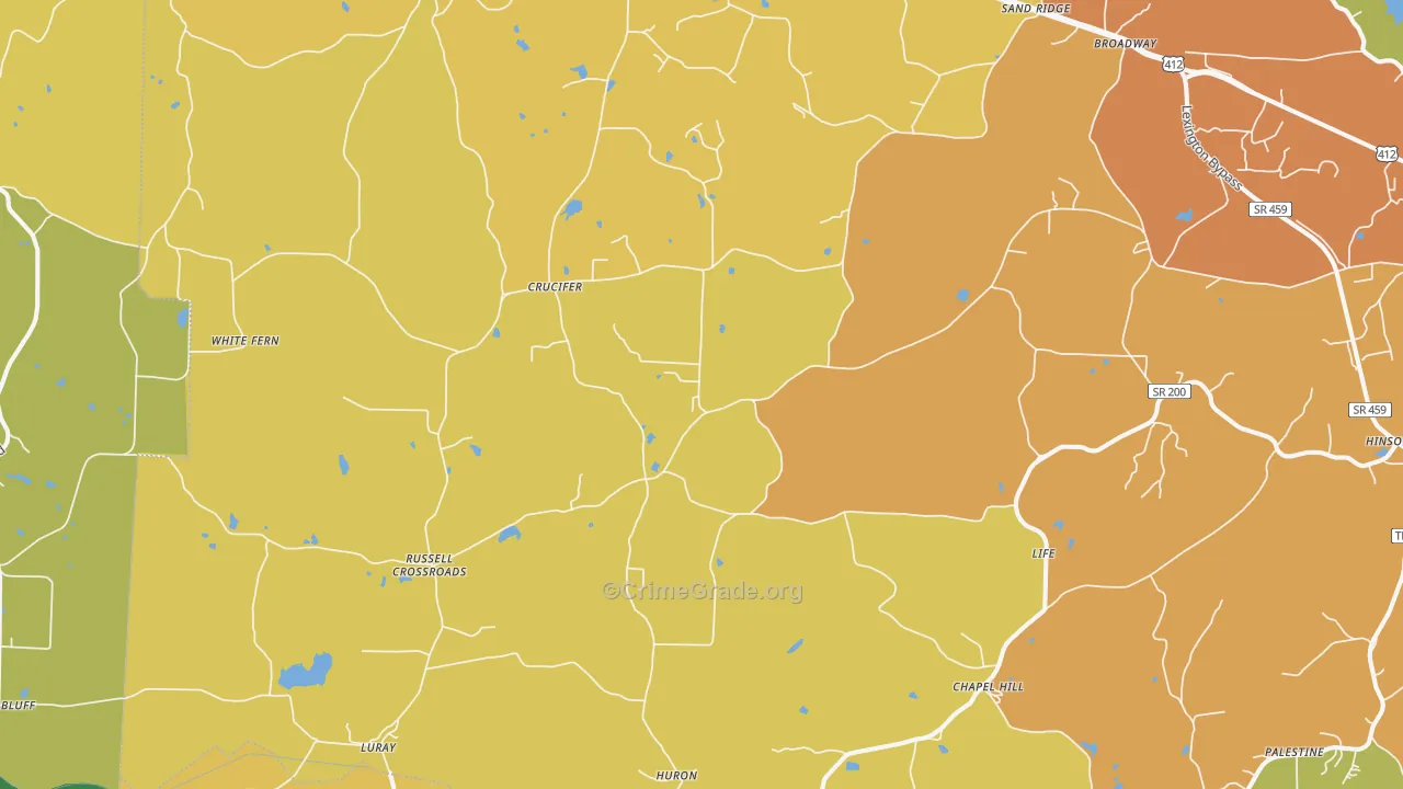 Huron, TN Map of Assault Rates