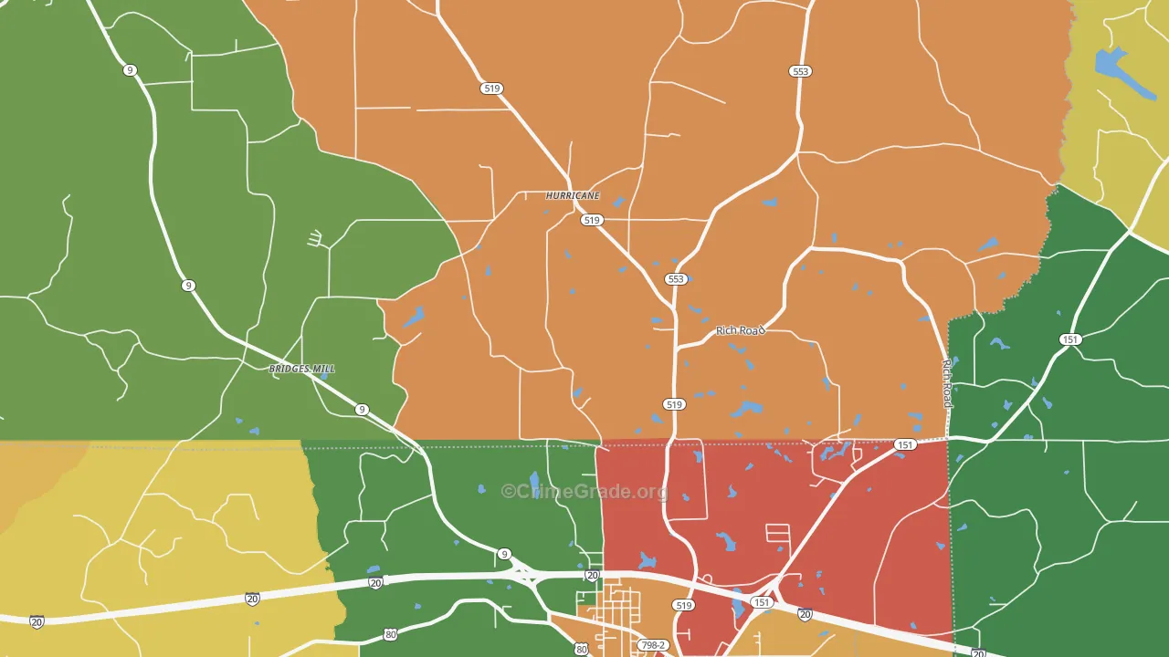 Hurricane, LA Map of Assault Rates