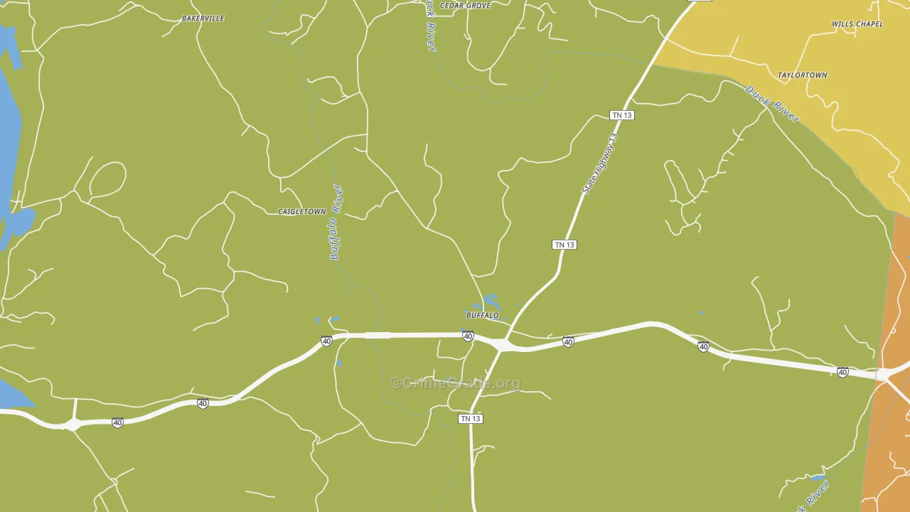 Hurricane Mills, TN Map of Assault Rates