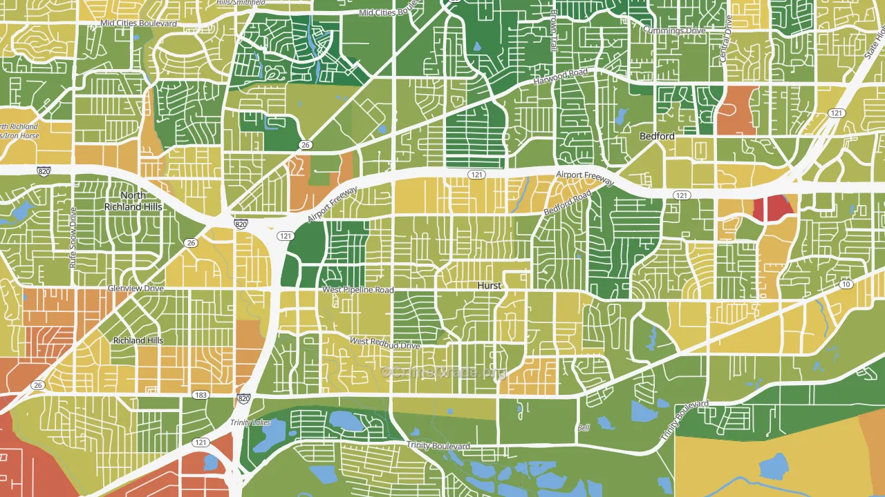 Hurst, TX Map of Assault Rates