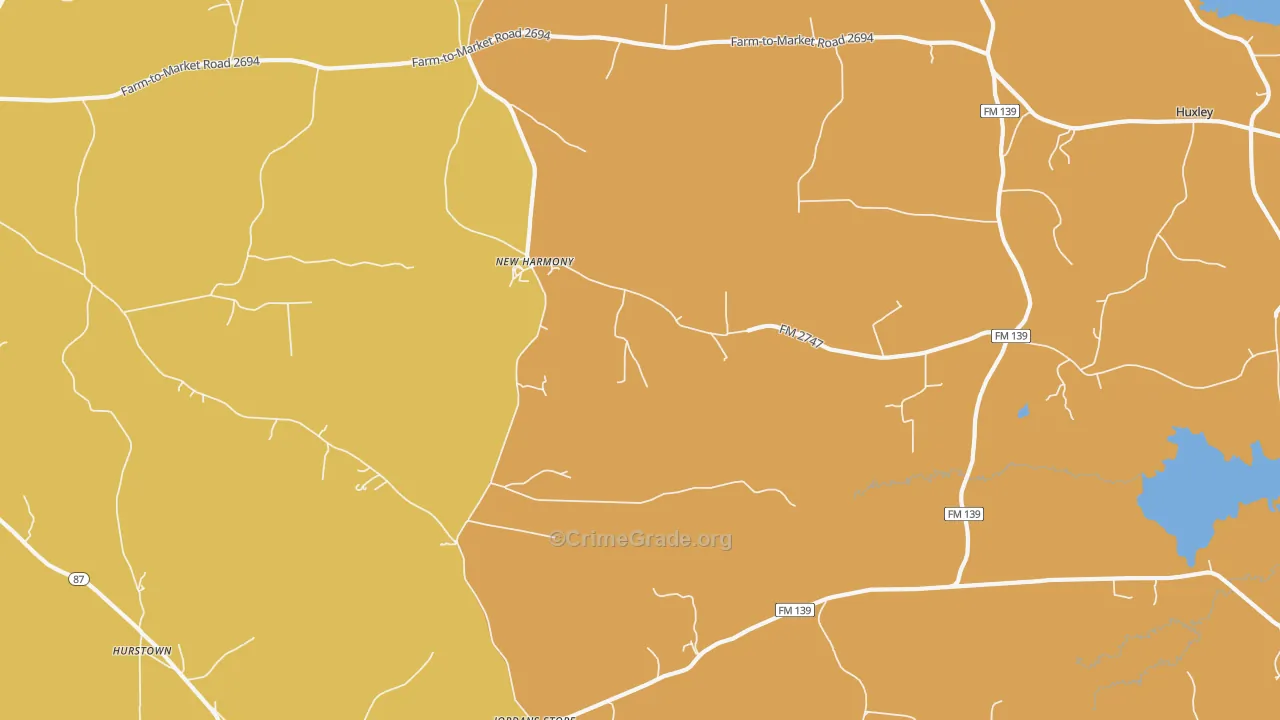 Hurstown, TX Map of Assault Rates