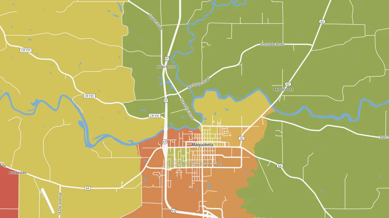 Hurstville, IA Map of Assault Rates
