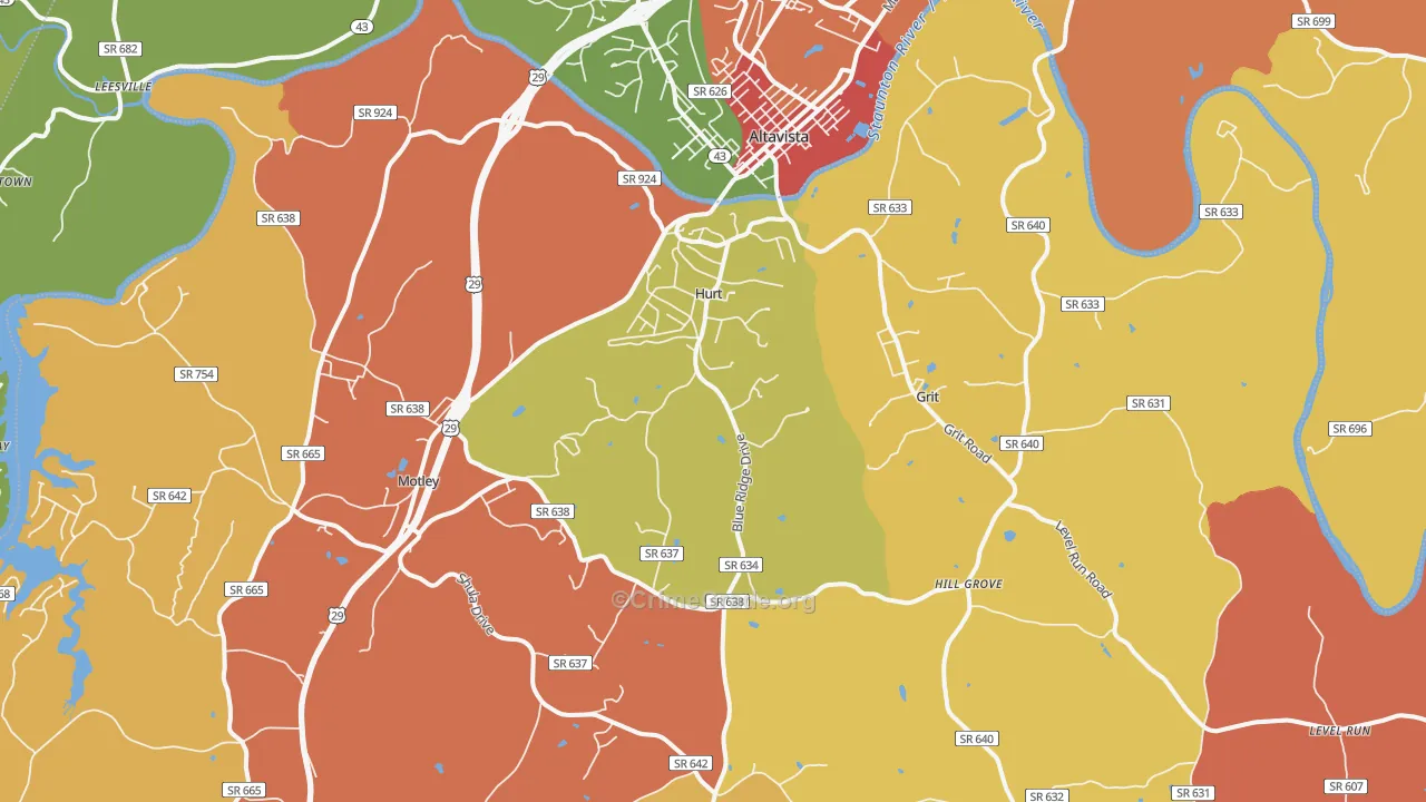 Hurt, VA Map of Assault Rates