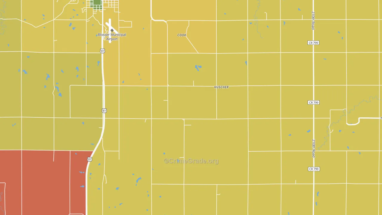 Huscher, KS Map of Assault Rates
