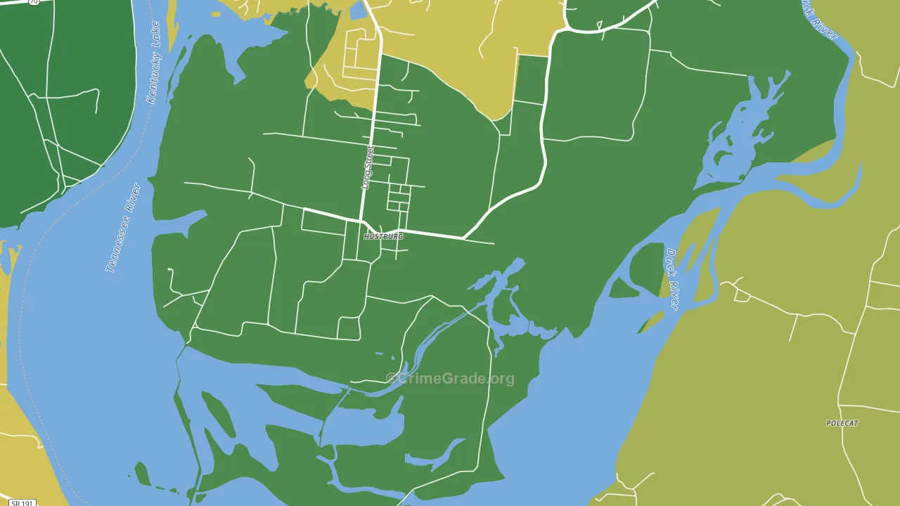 Hustburg, TN Map of Assault Rates