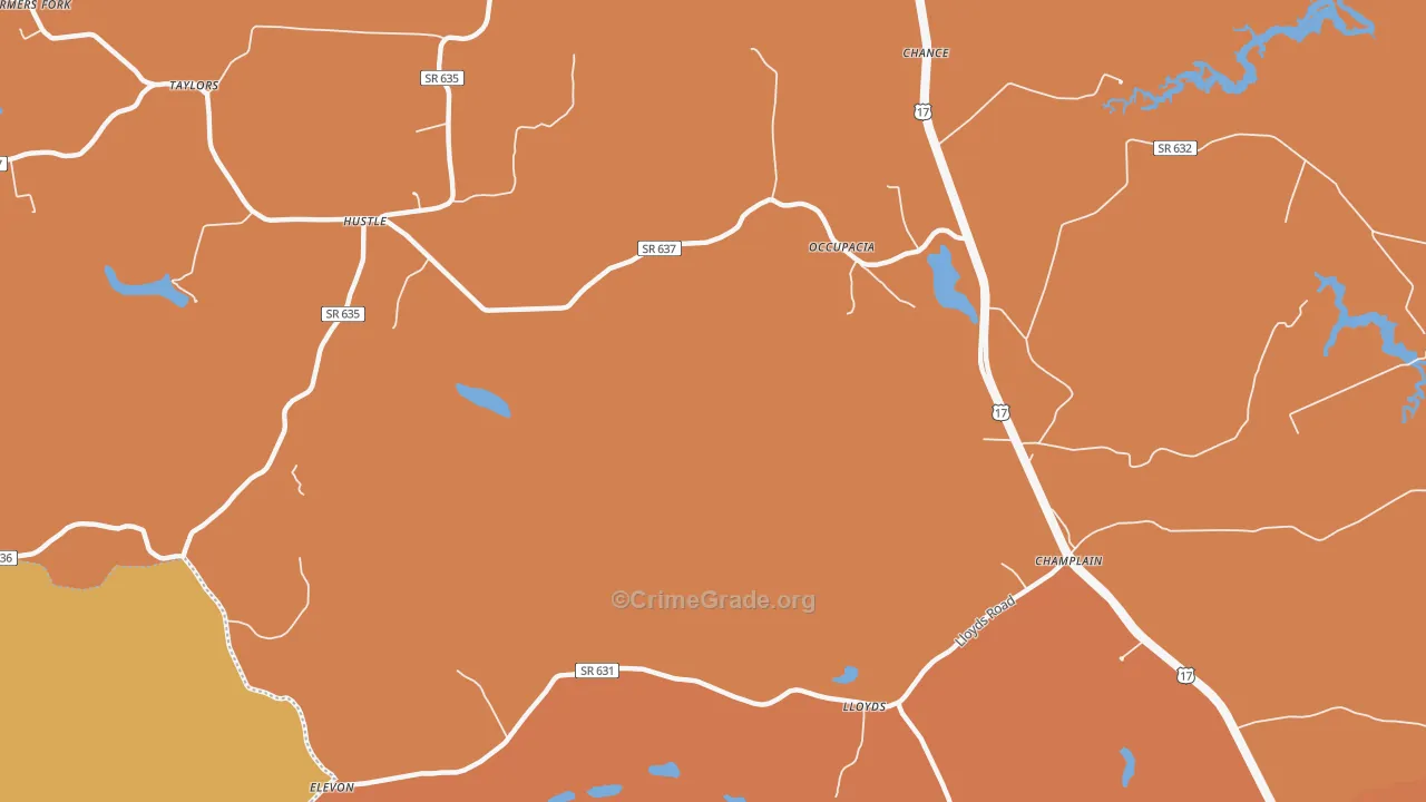 Hustle, VA Map of Assault Rates