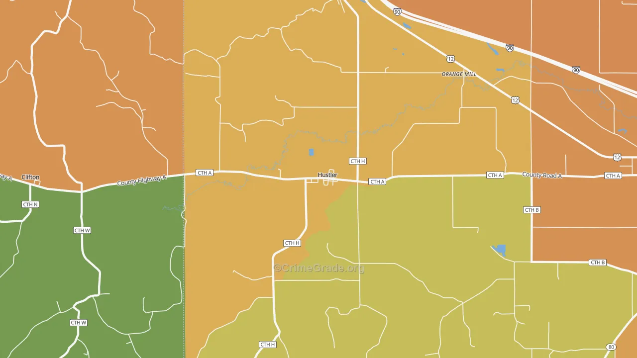 Hustler, WI Map of Assault Rates
