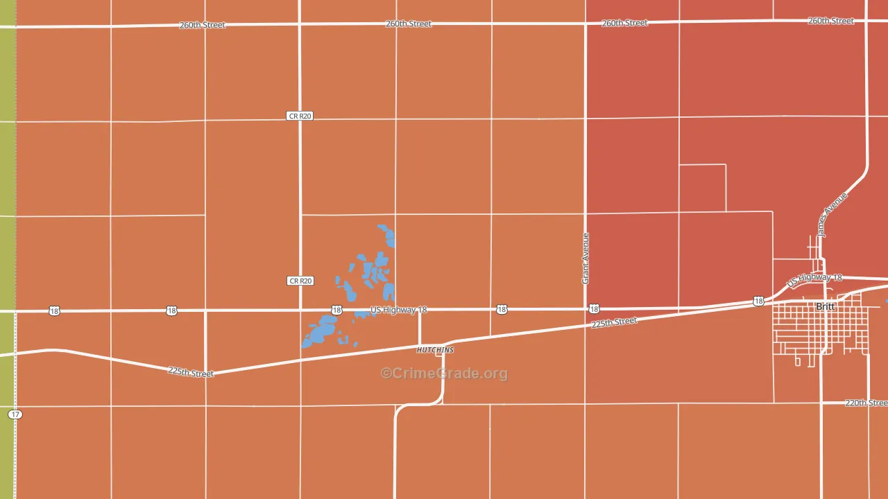Hutchins, IA Map of Assault Rates