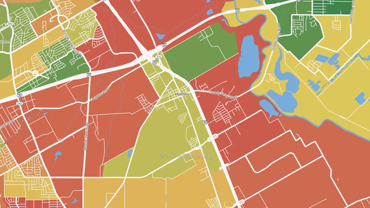 Hutchins, TX Map of Assault Rates