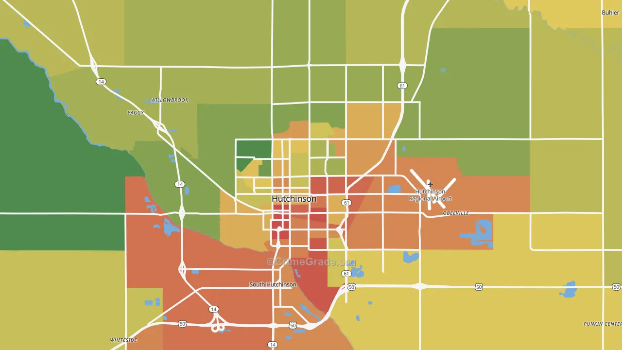 Hutchinson, KS Map of Assault Rates