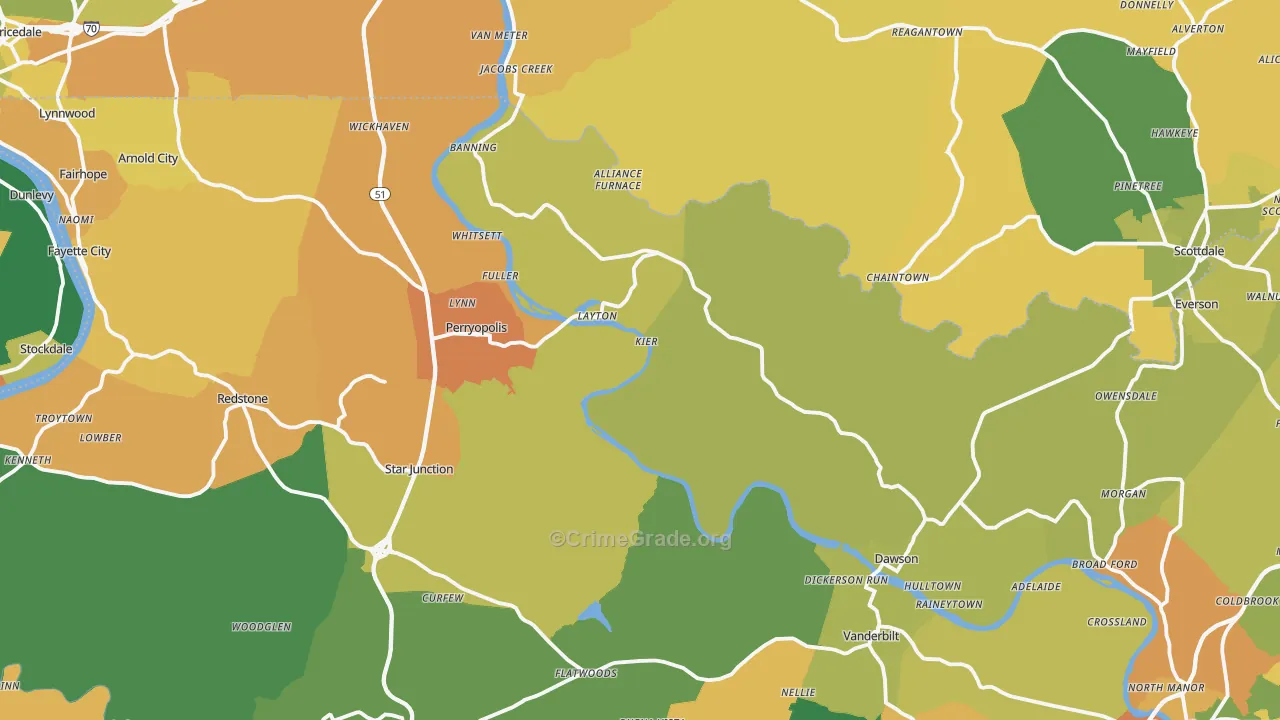 Hutchinson, PA Map of Assault Rates