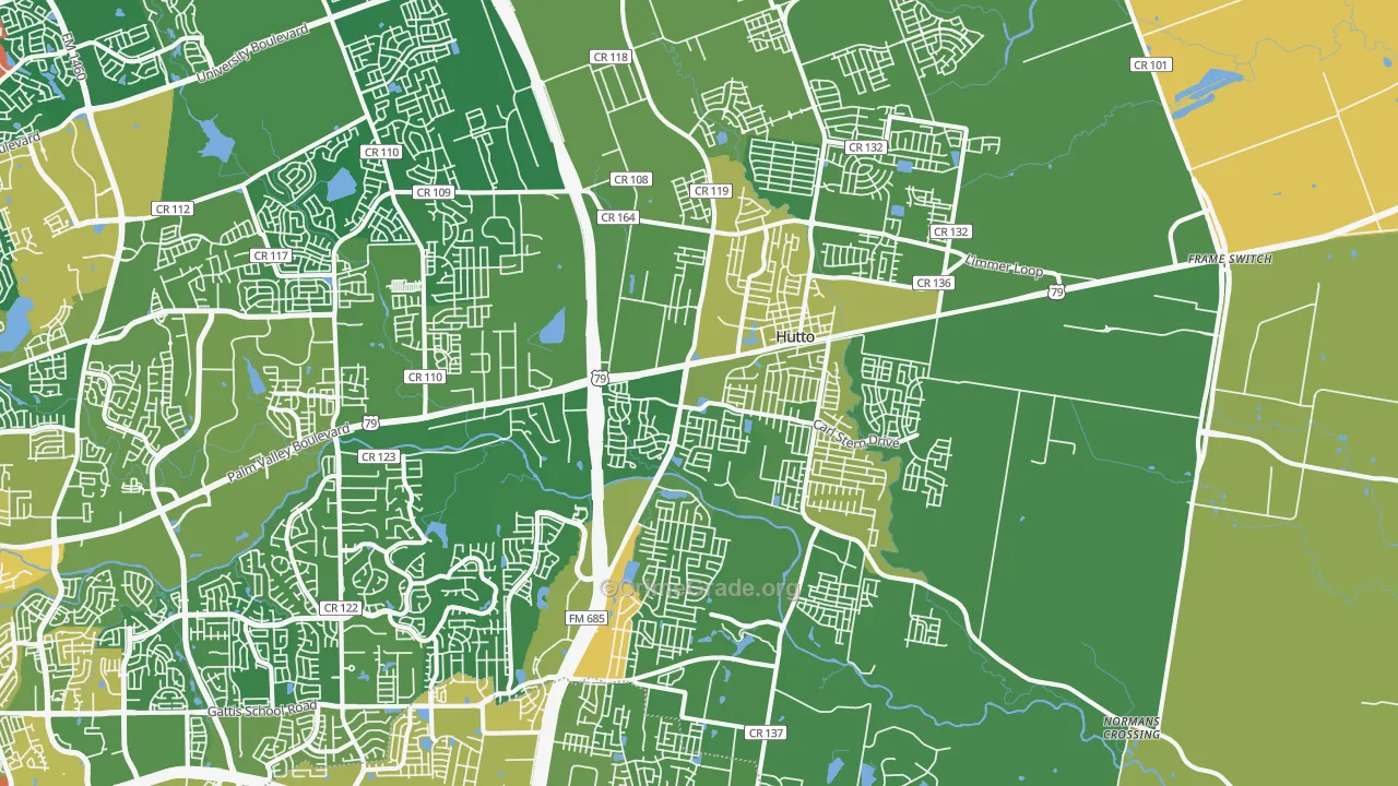 Hutto, TX Map of Assault Rates