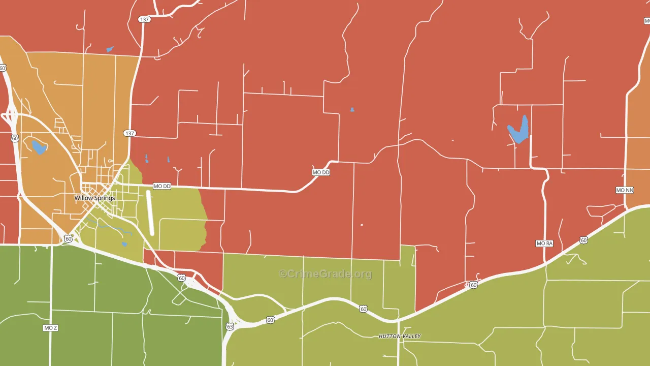 Hutton Valley, MO Map of Assault Rates