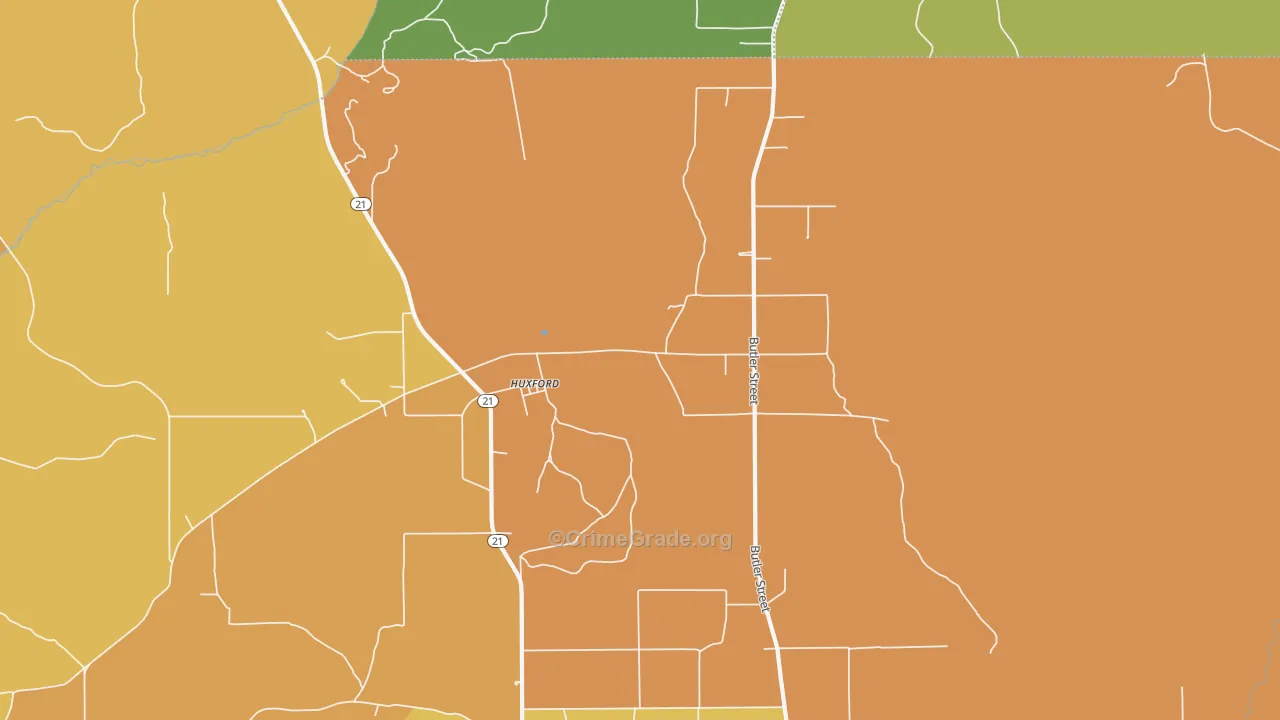 Huxford, AL Map of Assault Rates