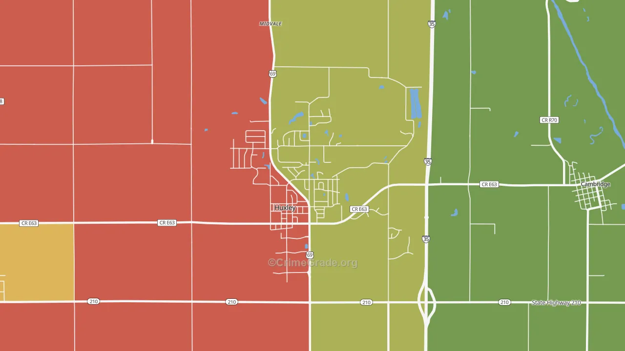 Huxley, IA Map of Assault Rates