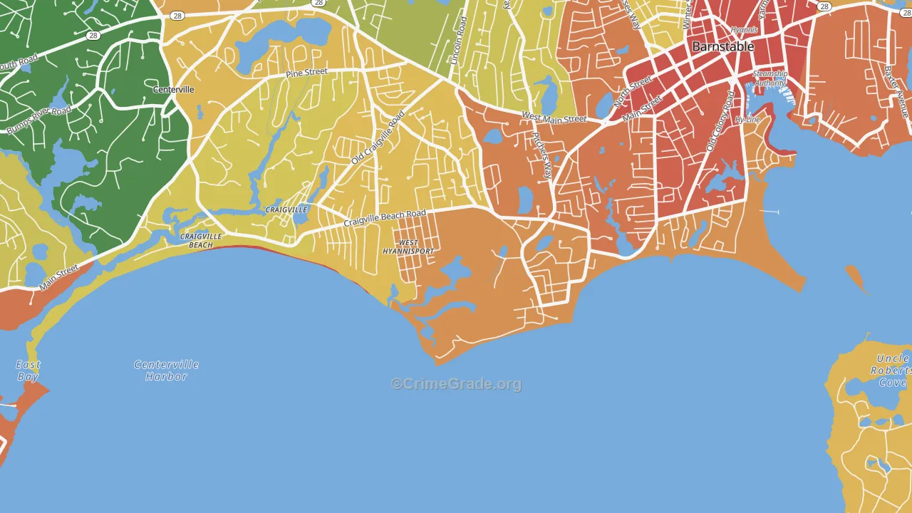 Hyannis Port, MA Map of Assault Rates